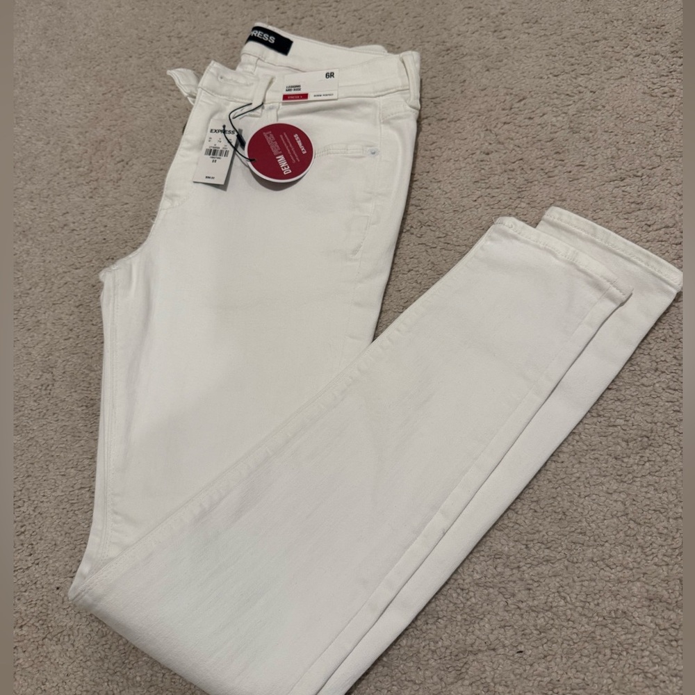 Express white denim perfect, legging stretch mid rise new jeans